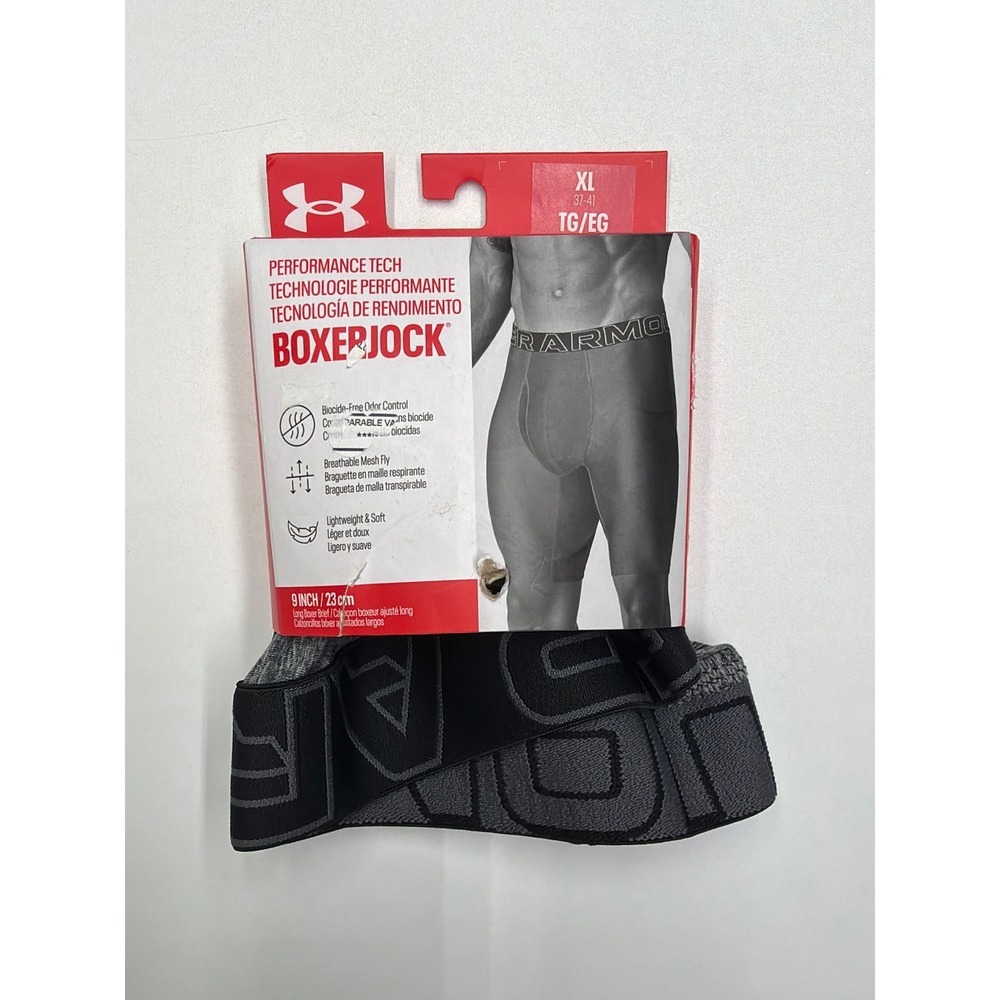 Under Armour Mens Boxerjock Boxer Briefs Performance Tech 9 Inch XL Gray‎